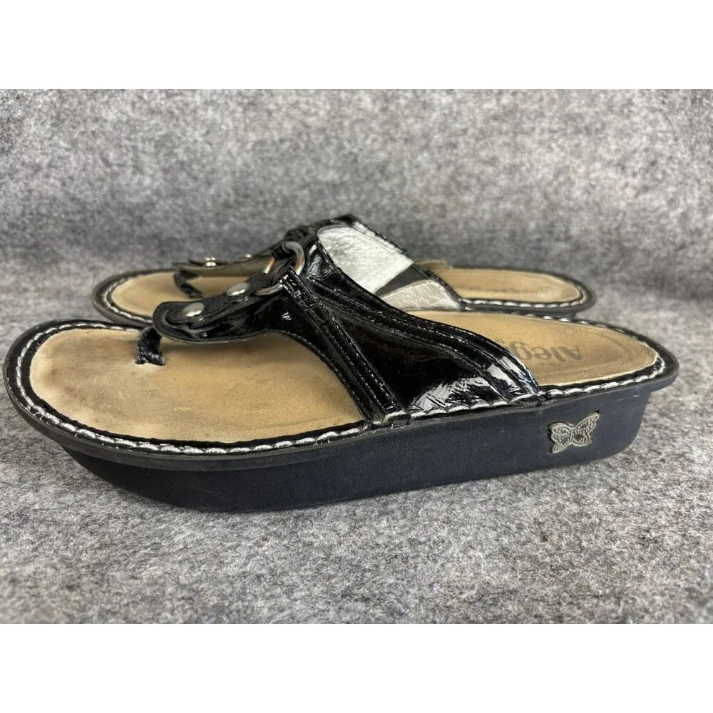 Alegria‎ Shoes Womens Size 9 39 Patent Leather Thong Sandals PG Lite Comfort